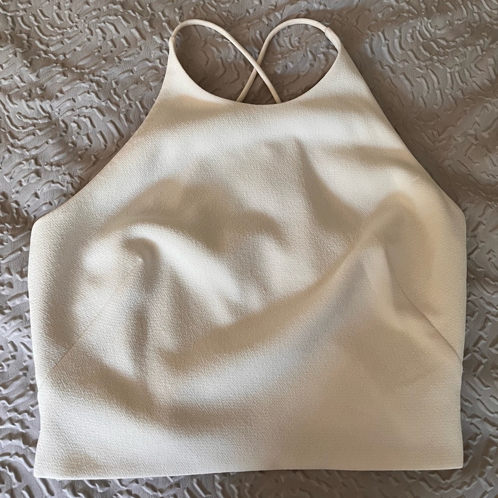 Eliza J Strappy Crop Top Size 4 Cream & Gold